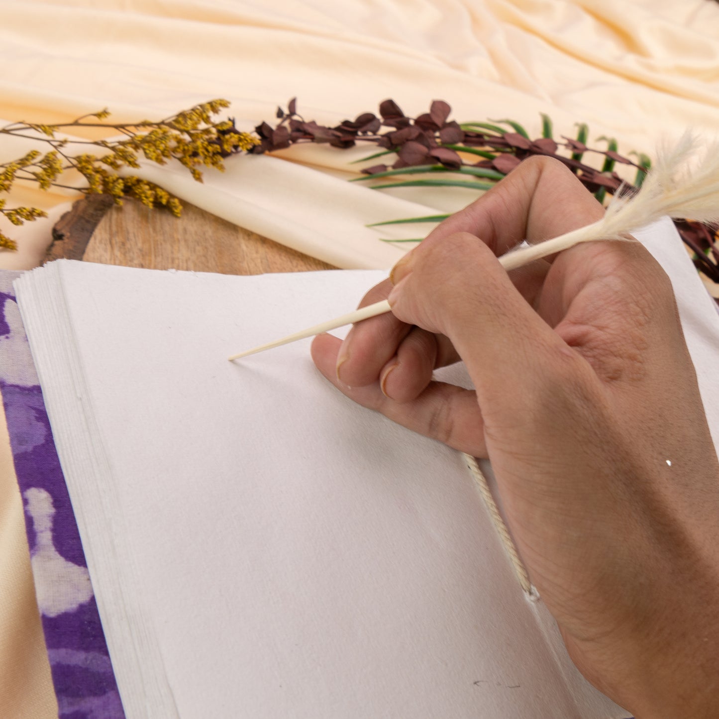Purple Handmade Fabric Cover Diary β A5 | Elegant & Eco-Friendly Journal