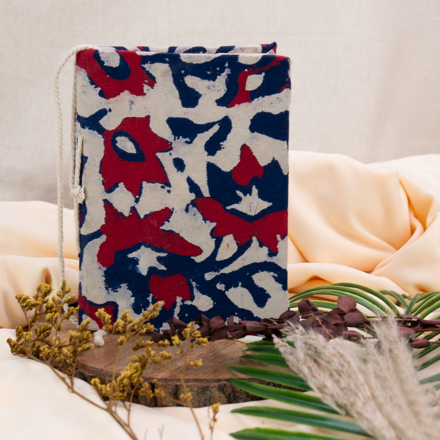 Red Leaf Handmade Fabric Cover Diary β A5 | Elegant & Eco-Friendly Journal