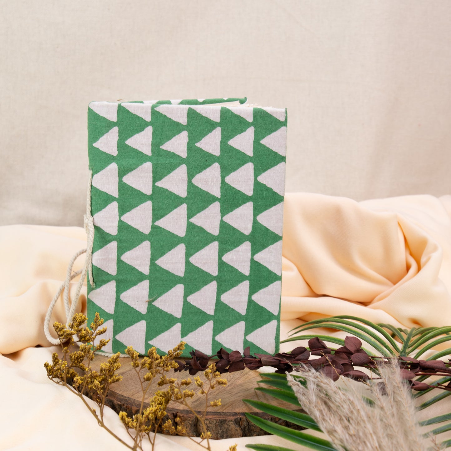 Green Handmade Fabric Cover Diary β A5 | Elegant & Eco-Friendly Journal