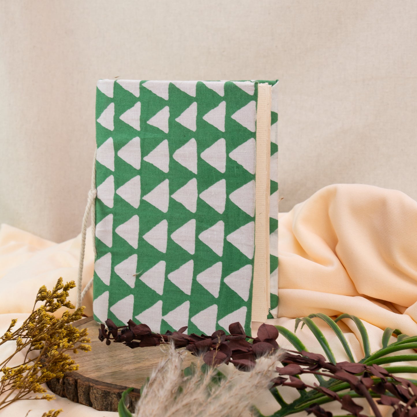 Green Handmade Fabric Cover Diary β A5 | Elegant & Eco-Friendly Journal
