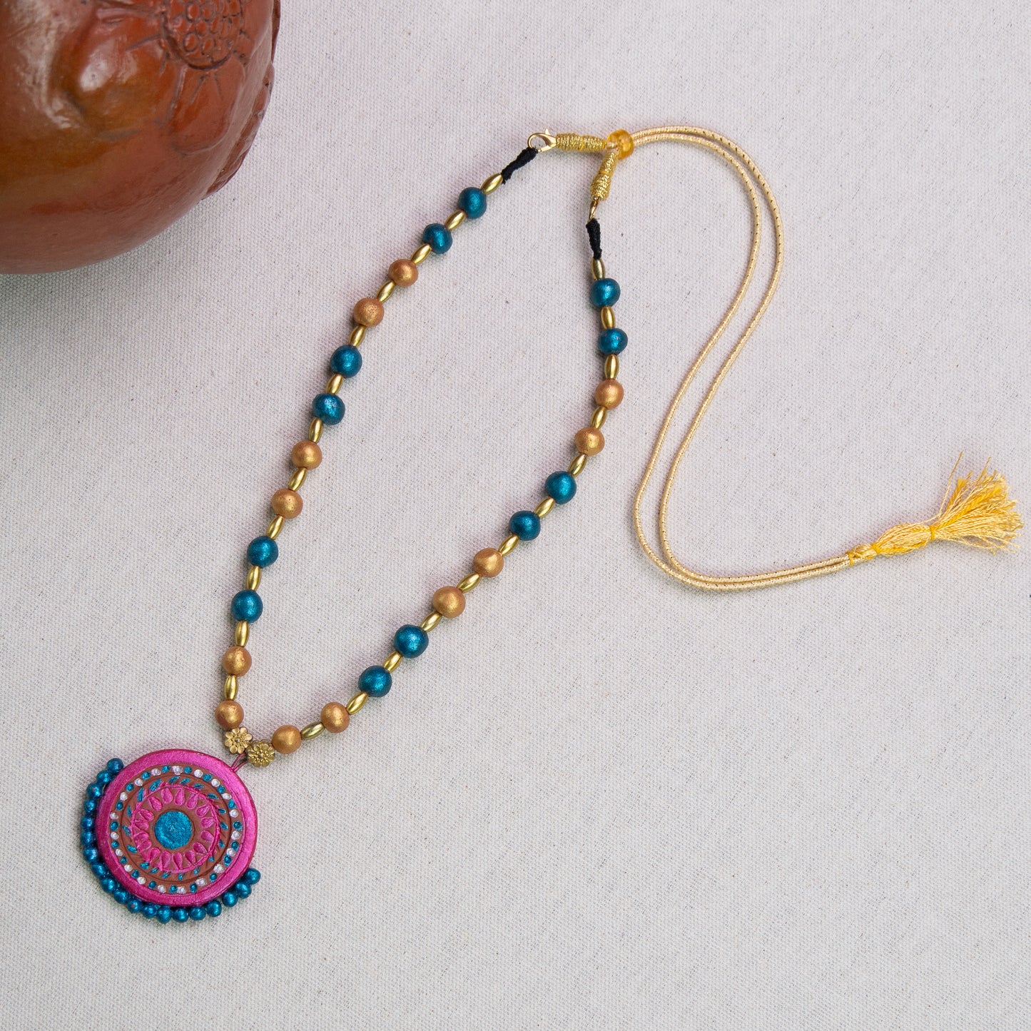 Neelkamal Terracotta Medallion Necklace