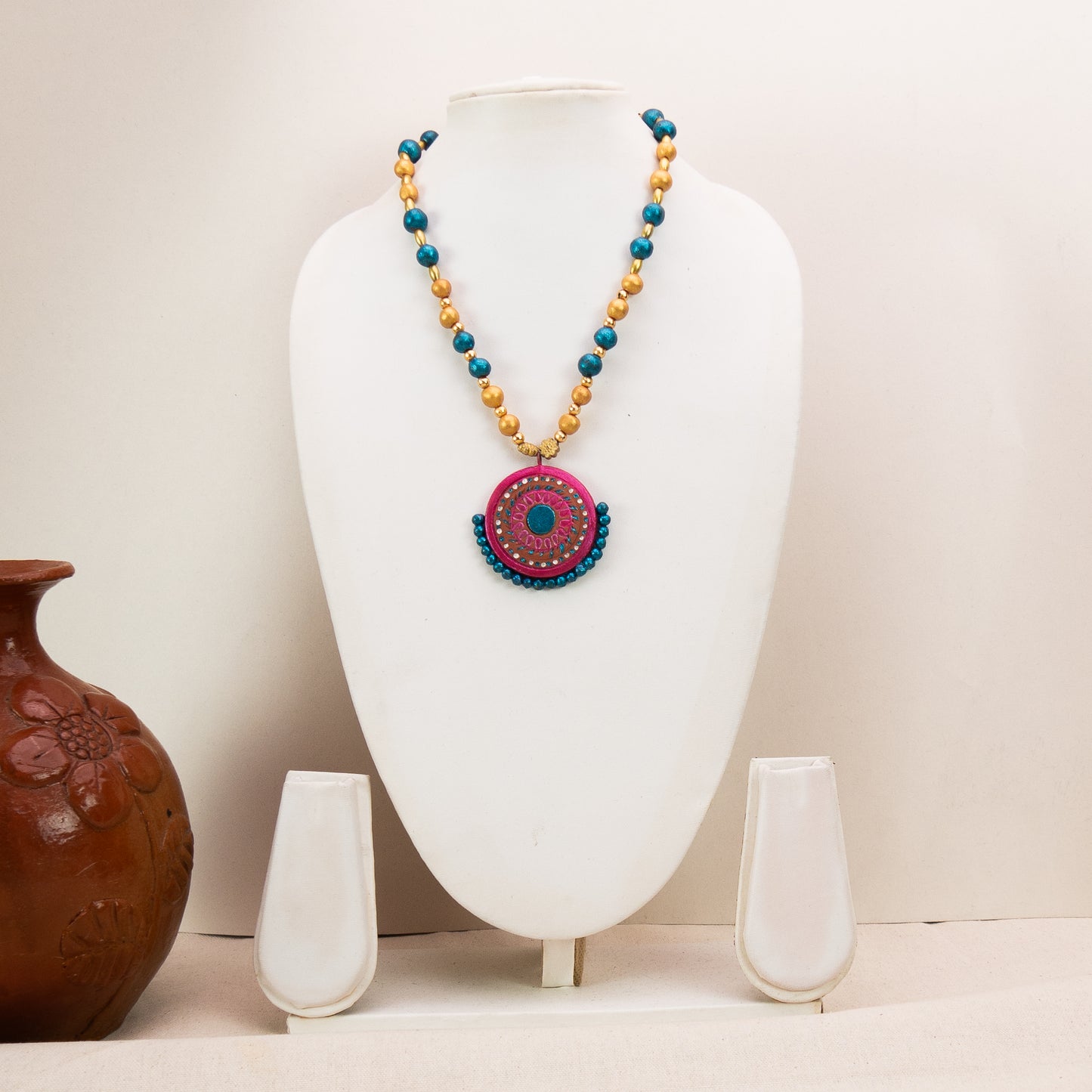 Neelkamal Terracotta Medallion Necklace