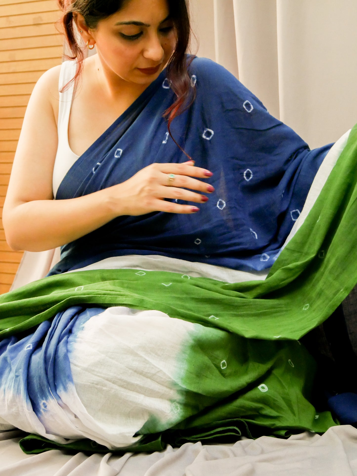 DyeloveBlue Pure Tie-And-Dye Soft Cotton Saree