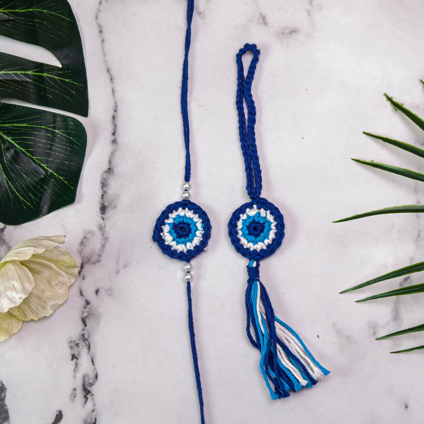 Evil Eye Macrame Lumba Rakhi Set For Bhaiya Bhabhi