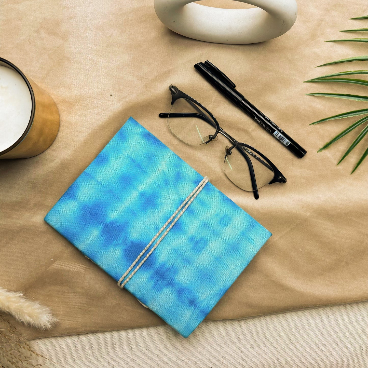 Ocean Blue Handmade Tie & Die Fabric Cover Diary β A5 | Elegant & Eco-Friendly Journal