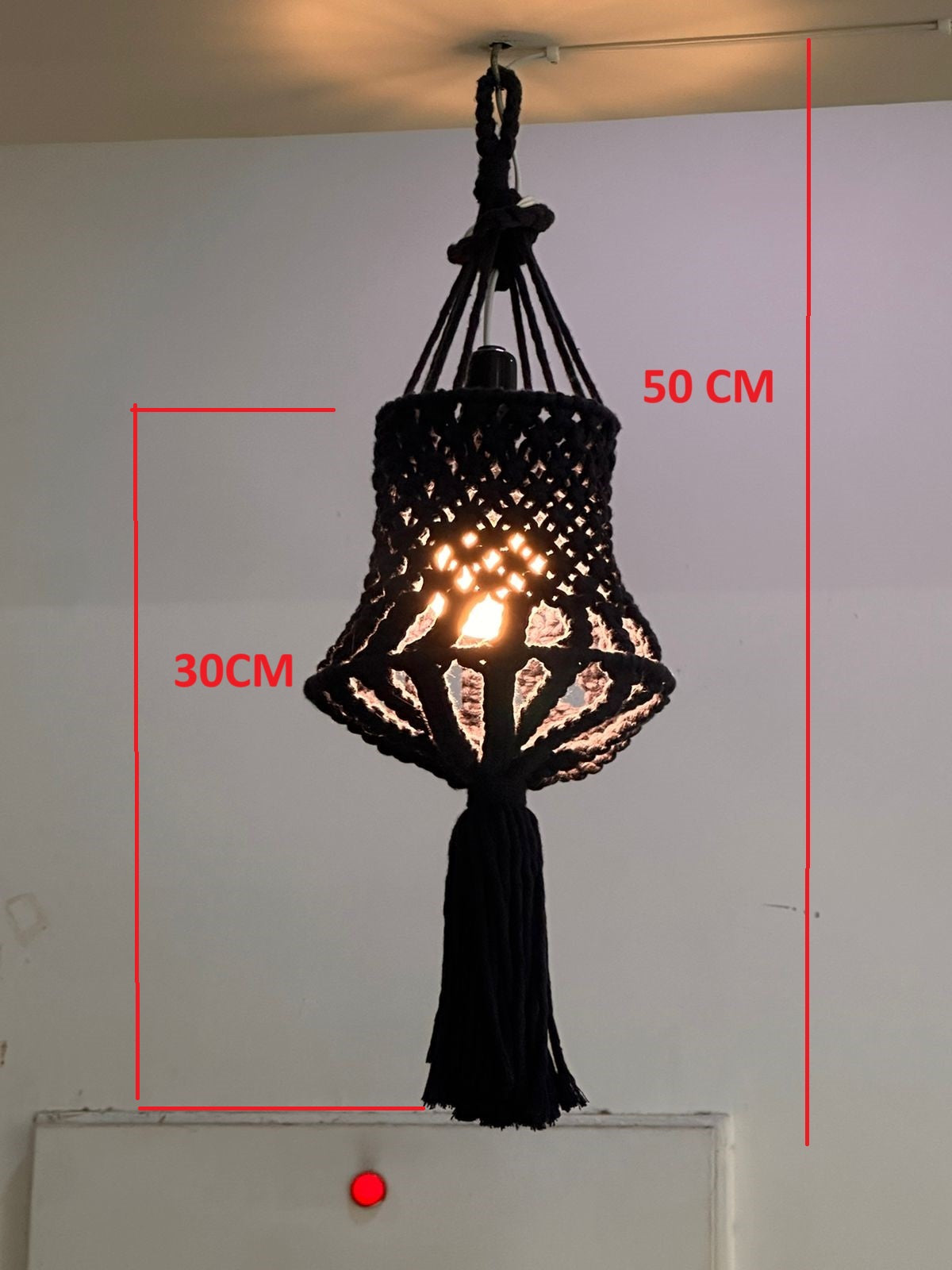 Macrame Ceiling Hanging Decoration | Blue Macrame Lamp