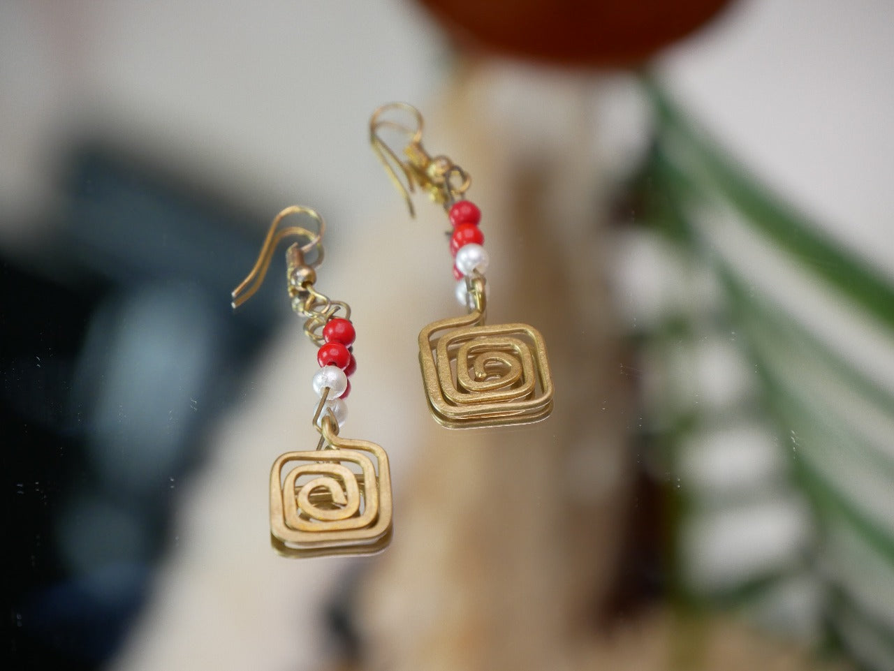Chitra Square Dhokra Bead Earrings