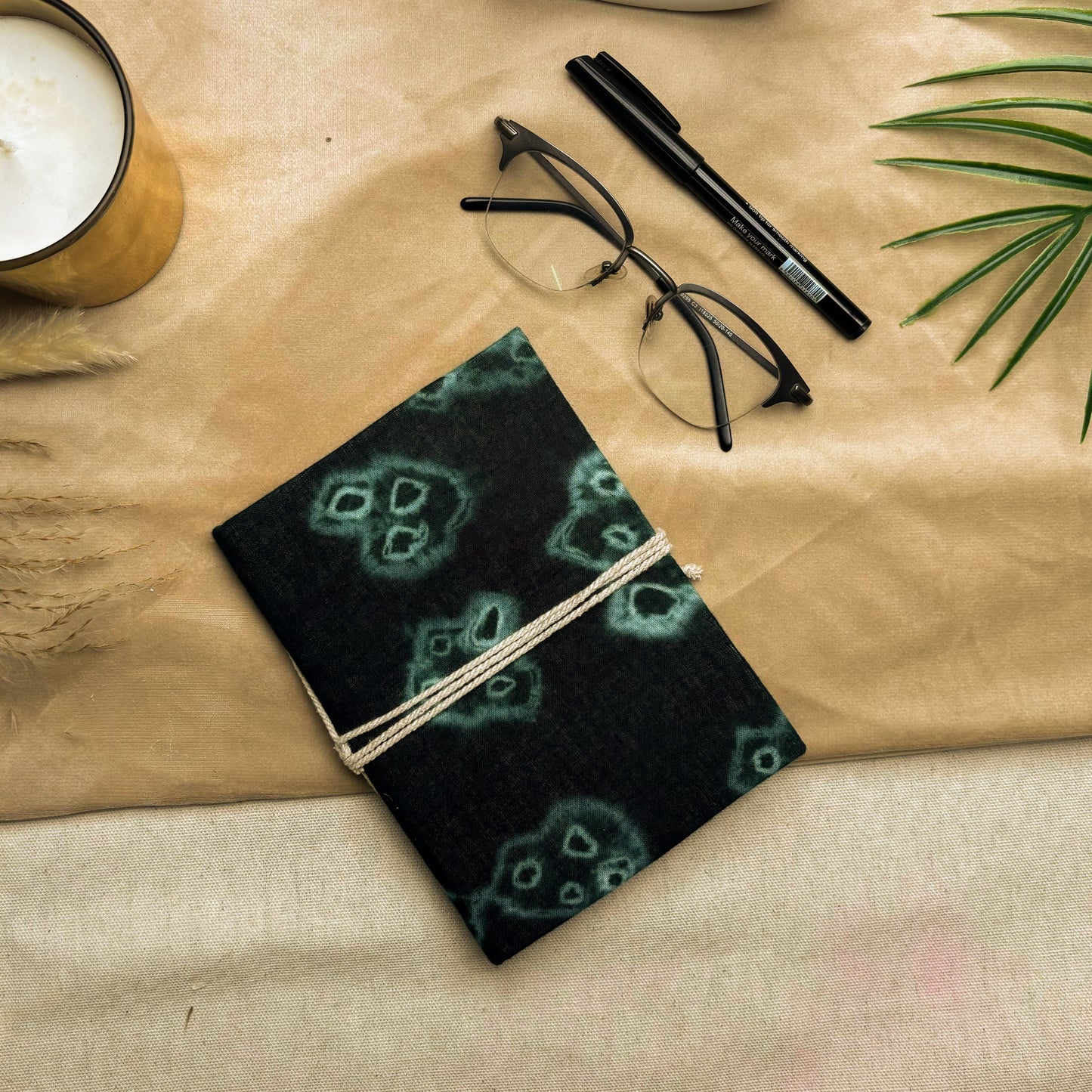 Forest Green Handmade Tie & Die Fabric Cover Diary β A5 | Elegant & Eco-Friendly Journal