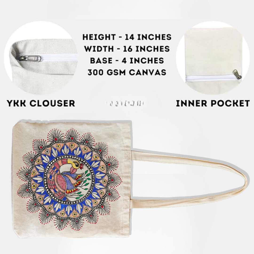 Madhubani Hand Painted Tote Bags | Hand Painted Tote Bag | Mayuri