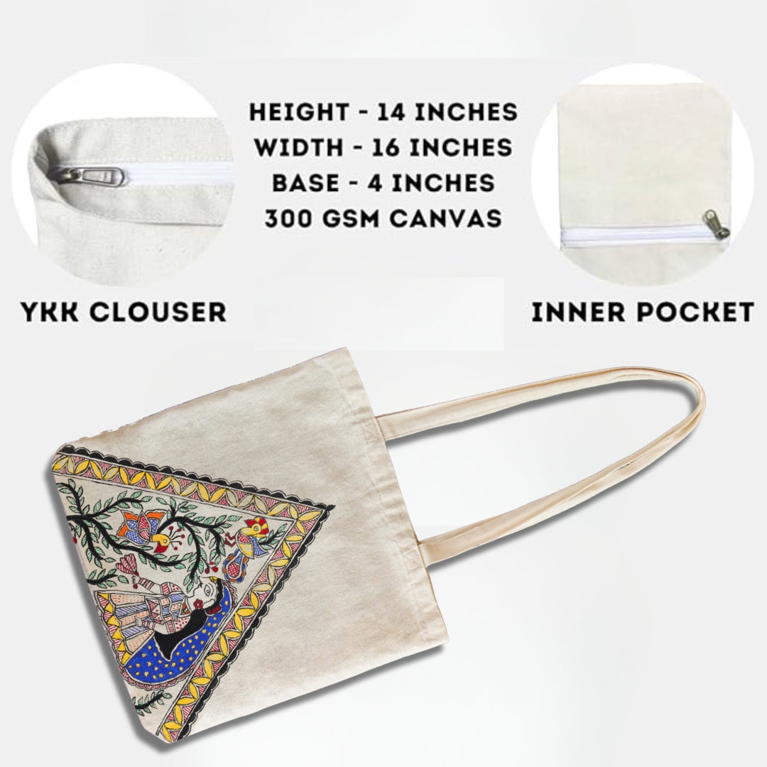 Madhubani Hand Painted Tote bags | Radha Van