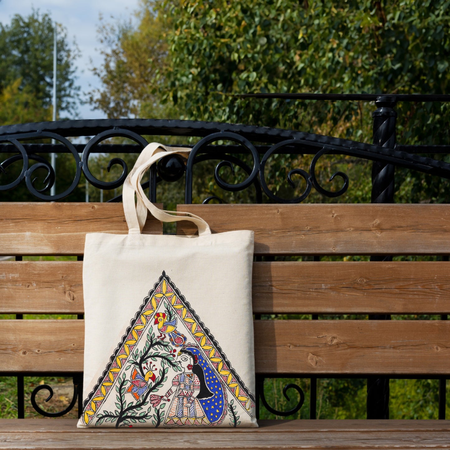 Madhubani Hand Painted Tote bags | Radha Van