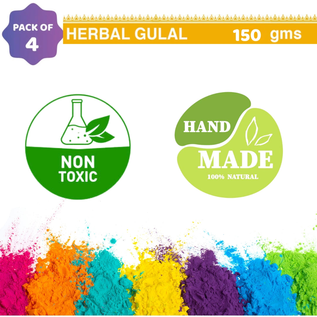 Organic Herbal Holi Color (Gulal) :: Pack Of 4 | Eco Friendly | Non Toxic