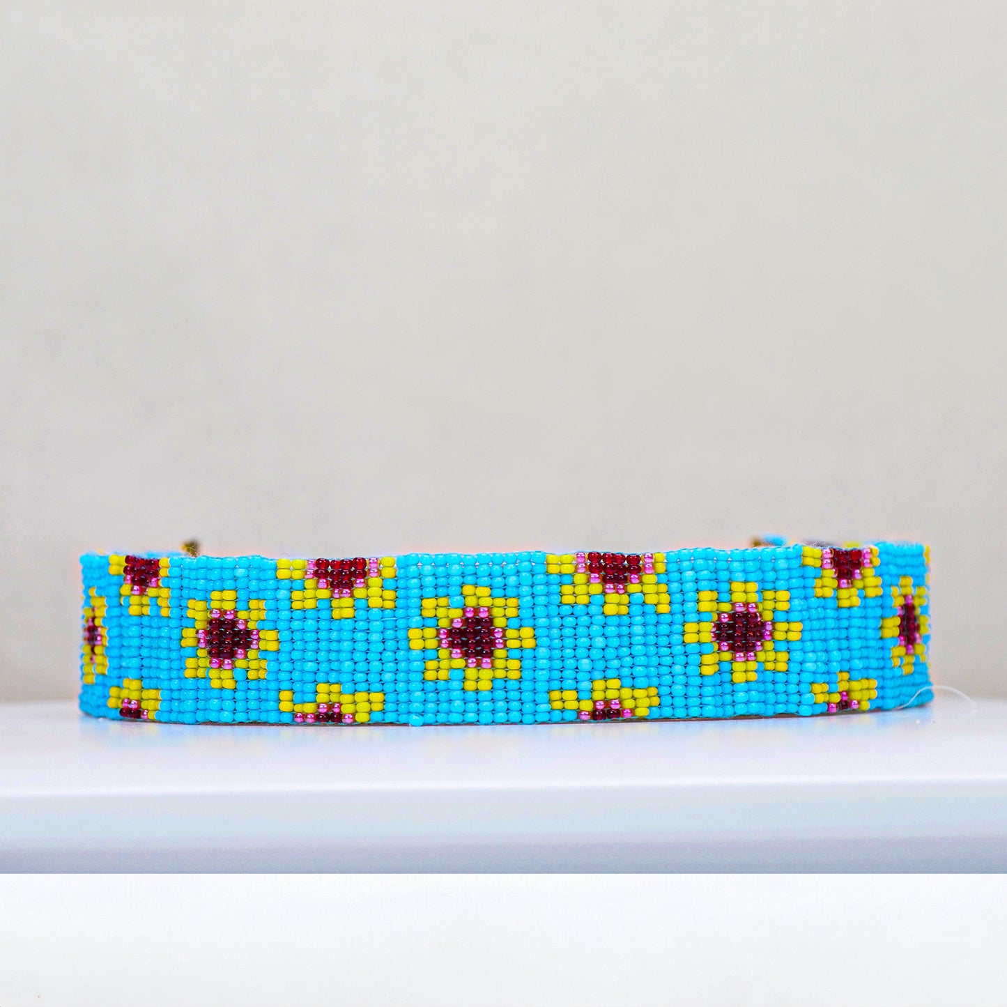 Sunflower | Handmade Blue Beaded Choker Necklace