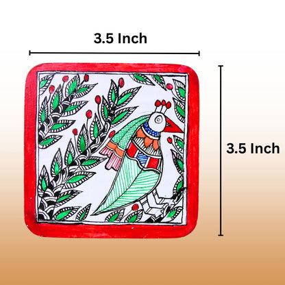Hand painted Madhubani tea coaster set of 6