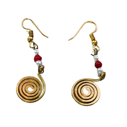 Lalima Spiral Beaded Dhokra Earrings