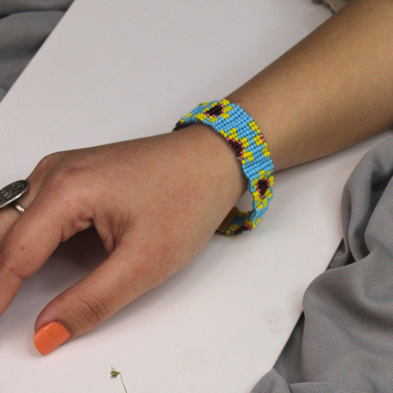 Sunflower | Sky Blue Handmade Bead Bracelet For Women