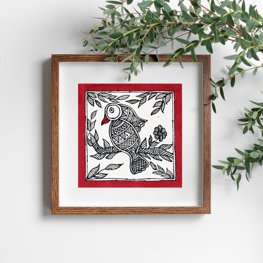 Madhubani Hand Made Painting | Gauraiya | 6inch X 6inch with Frame