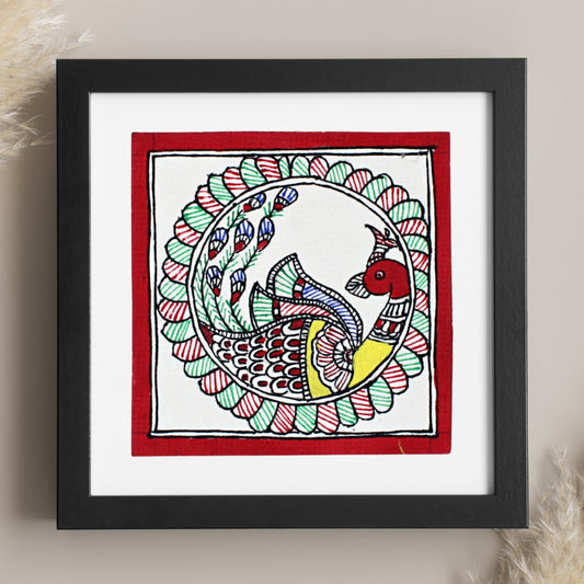 Madhubani Hand Made Painting | Keki | 6inch X 6inch with Frame