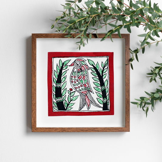 Madhubani Hand Made Painting | Keer | 6inch X 6inch with Frame
