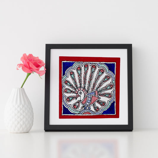 Madhubani Hand Made Painting | Nartakapriy | 6inch  X 6inch with Frame