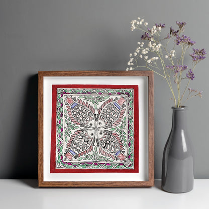 Madhubani Hand Made Painting | Meen Nritya | 10inch X 10inch with Frame