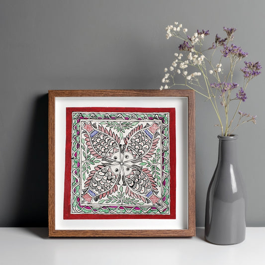 Madhubani Hand Made Painting | Meen Nritya | 10inch X 10inch with Frame