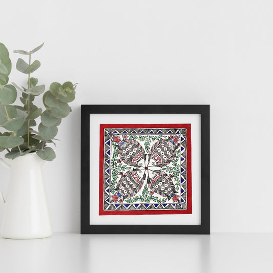 Madhubani Hand Made Painting | Meen Utsav | 10inch X 10inch with Frame