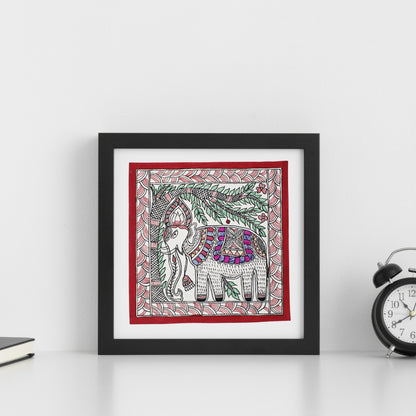 Madhubani Hand Made Painting | Van Raj | 10inch X 10inch with Frame