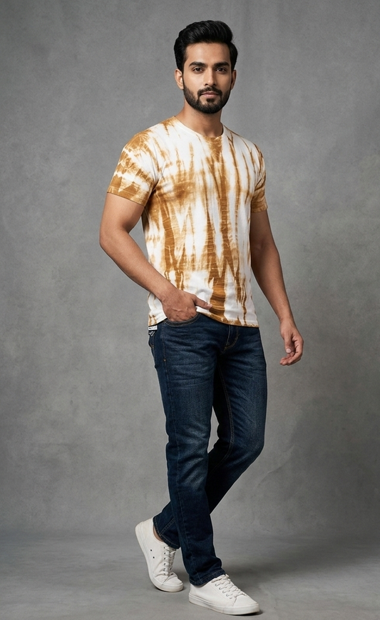 khakhi Spots Dyed Tshirt Purple | handmade Tshirt