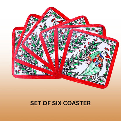 Hand painted Madhubani tea coaster set of 6