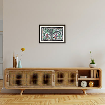 Madhubani Hand Made Painting | Van | 10inch X 13inch with Frame