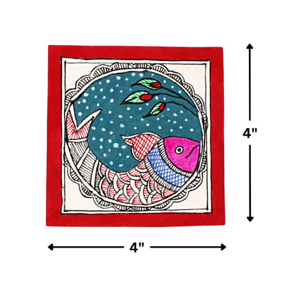 Madhubani Hand Made Painting | Samudra Ki Rani | 6inch X 6inch with Frame