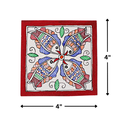 Madhubani Hand Made Painting | Meen Raas | 6inch X 6inch with Frame