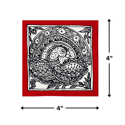 Madhubani Hand Made Painting | Mayuri | 6inch X 6inch with Frame