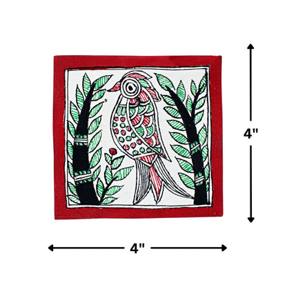 Madhubani Hand Made Painting | Keer | 6inch X 6inch with Frame