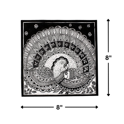 Madhubani Hand Made Painting | Mayur Sanjh | 10inch X 10inch with Frame