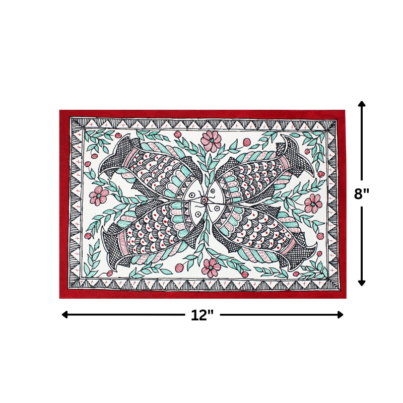 Madhubani Hand Made Painting | Meen Milan | 13inch X 10inch with Frame