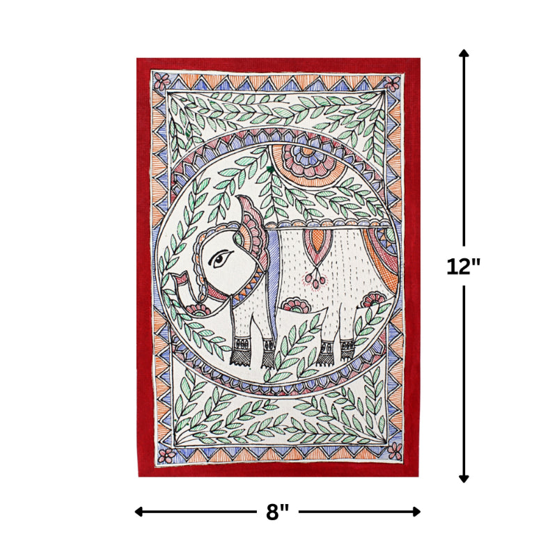 Madhubani Handmade Elephant Painting | 13inch X 10inch with Frame