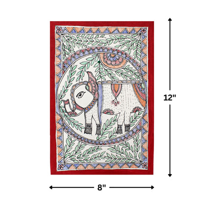 Madhubani Handmade Elephant Painting | 13inch X 10inch with Frame