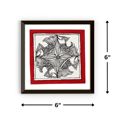 Madhubani Hand Made Painting | Jalajeevan | 6inch X 6inch with Frame