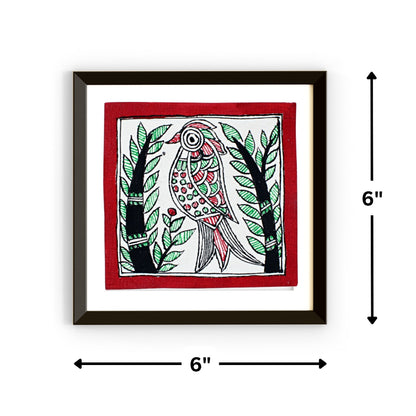 Madhubani Hand Made Painting | Keer | 6inch X 6inch with Frame