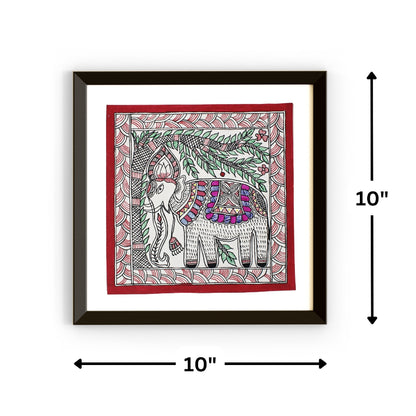 Madhubani Hand Made Painting | Van Raj | 10inch X 10inch with Frame