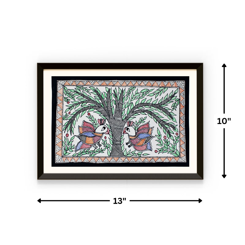 Madhubani Hand Made Painting | Van | 10inch X 13inch with Frame