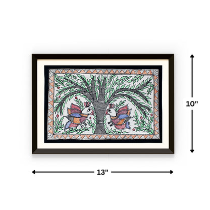 Madhubani Hand Made Painting | Van | 10inch X 13inch with Frame