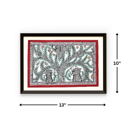 Madhubani Hand Made Painting | Mayur Bhogh | 10inch X 13inch with Frame