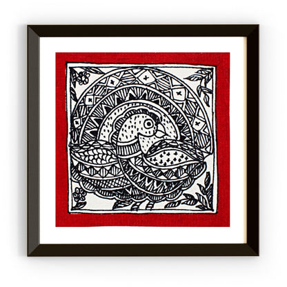 Madhubani Hand Made Painting | Mayuri | 6inch X 6inch with Frame