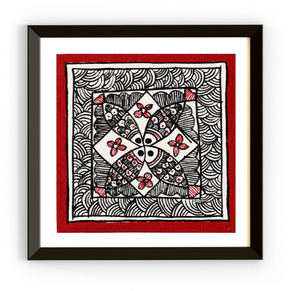 Madhubani Hand Made Painting | Kachni meen Nritya | 6inch X 6inch with Frame