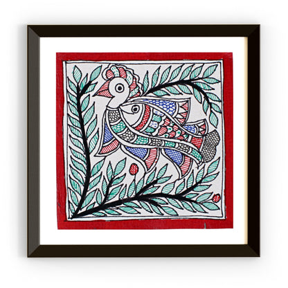 Madhubani Handmade Painting | Shikhee Jhash | 6inch X 6inch with Frame