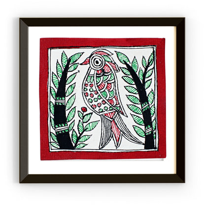 Madhubani Hand Made Painting | Keer | 6inch X 6inch with Frame