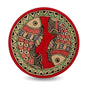 Madhubani Hand Painted Coasters | Set of 4 | Red | Madhubani Painting Coaster